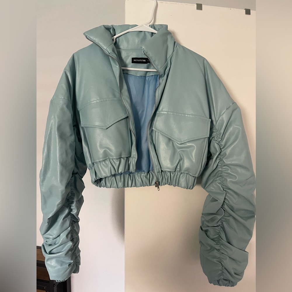 FAUX LEATHER CROPPED JACKET